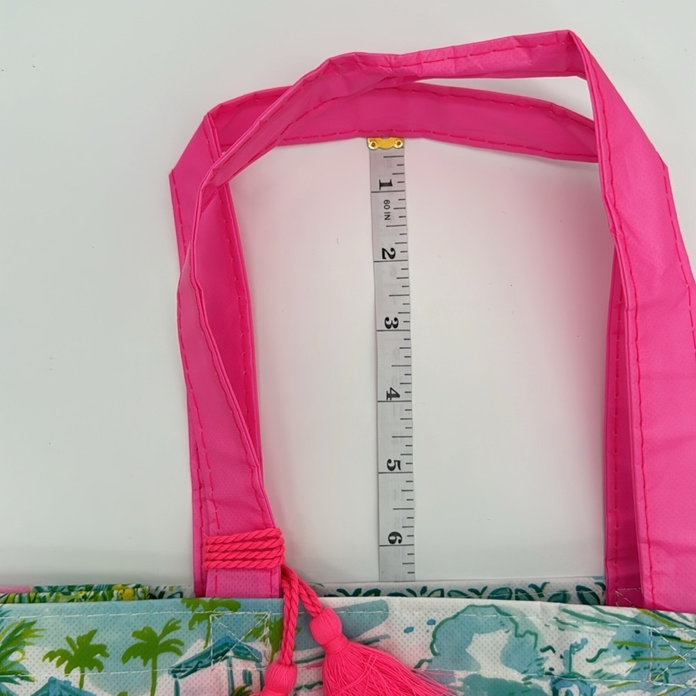 LILLY PULITZER Palm Beach Print Pink Reusable‎ Shopping Bag Tote 15”x 11”x 7” - Picture 7 of 7